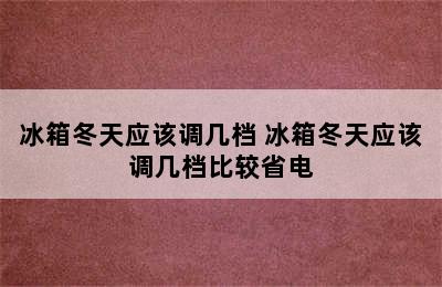 冰箱冬天应该调几档 冰箱冬天应该调几档比较省电